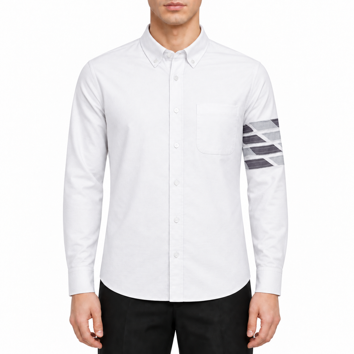 Men's Camouflage Oxford Shirt — Partial Button Front | Thom Browne