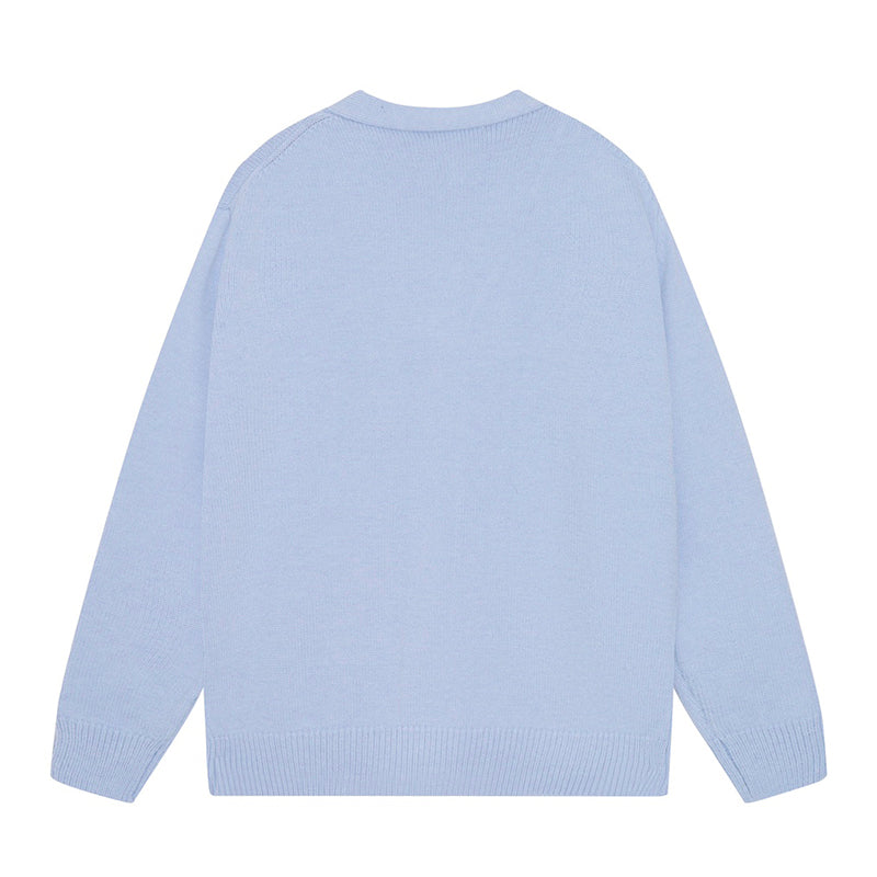 AMIRI Cotton V-Neck Bones Cardigan Sweater Blue