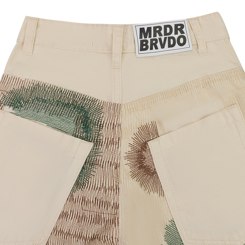 IVORY CAMOUFLAGE EMBROIDERY PANTS