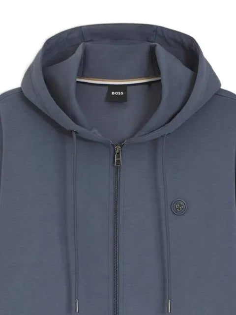 BOSS cotton-blend zip-up hoodie with Double B monogram