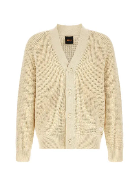 BOSS honeycomb-knit V-neck cardigan