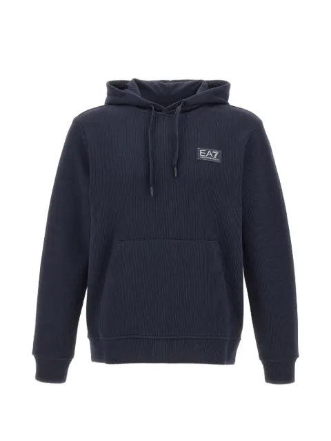 Ea7 Emporio Armani logo-patch ribbed hoodie