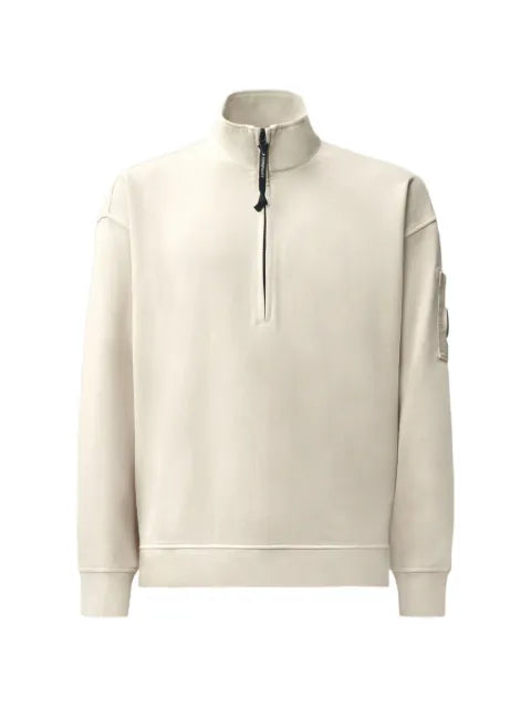 C.P. Company brushed and emerized diagonal-fleece mixed boxy Lens half-zip sweatshirt
