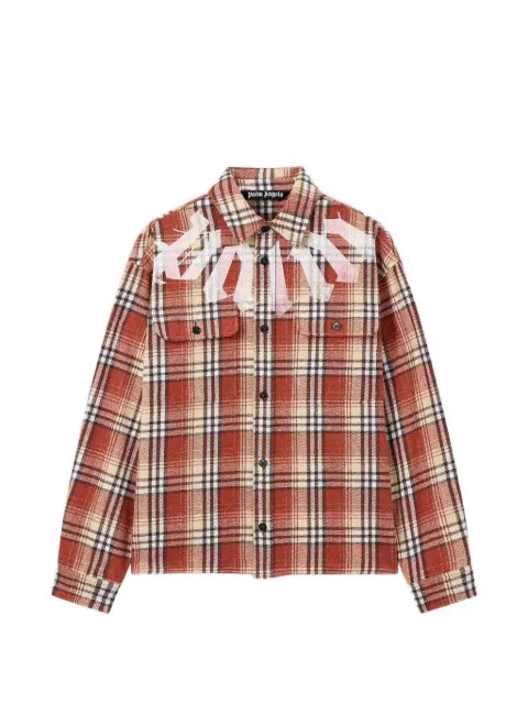 Palm Angels logo-print checked shirt jacket
