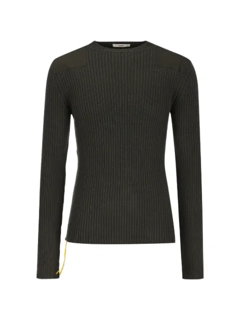 FENDI ribbed-knit shoulder-patch sweater