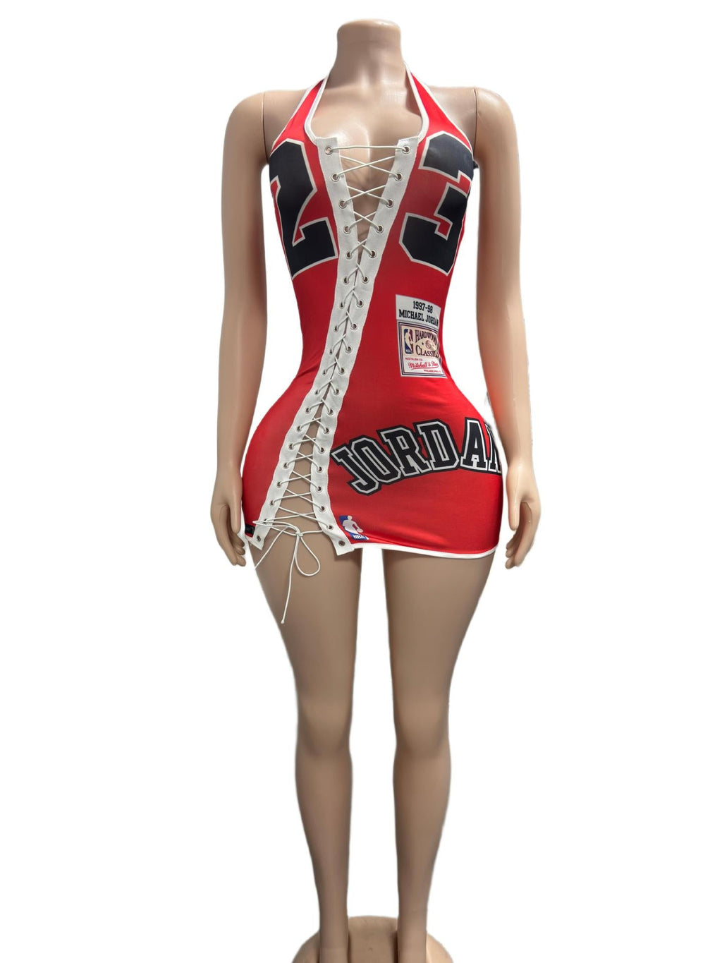 Shay Kawaii Bulls Lace Up Halter Cutout Bodycon Mini Dress Women
