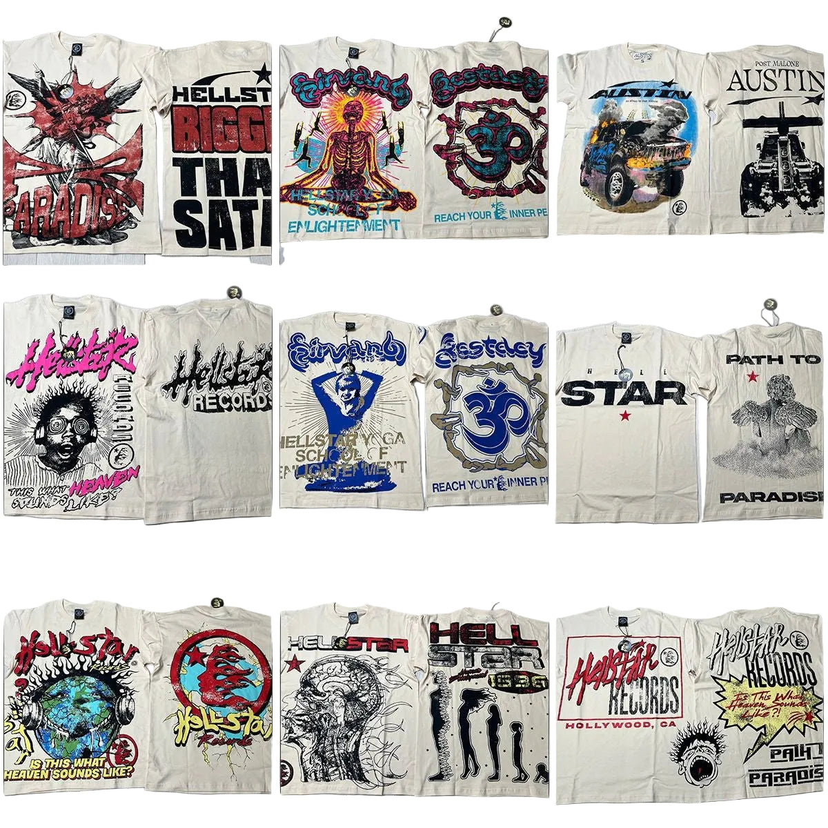 Hellstar Multi‑Vintage Graphic Oversized Tee Streetwear Unisex