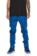 P001 LOW RISE SKINNY PANT - Stretch Leather Galaxy Blue