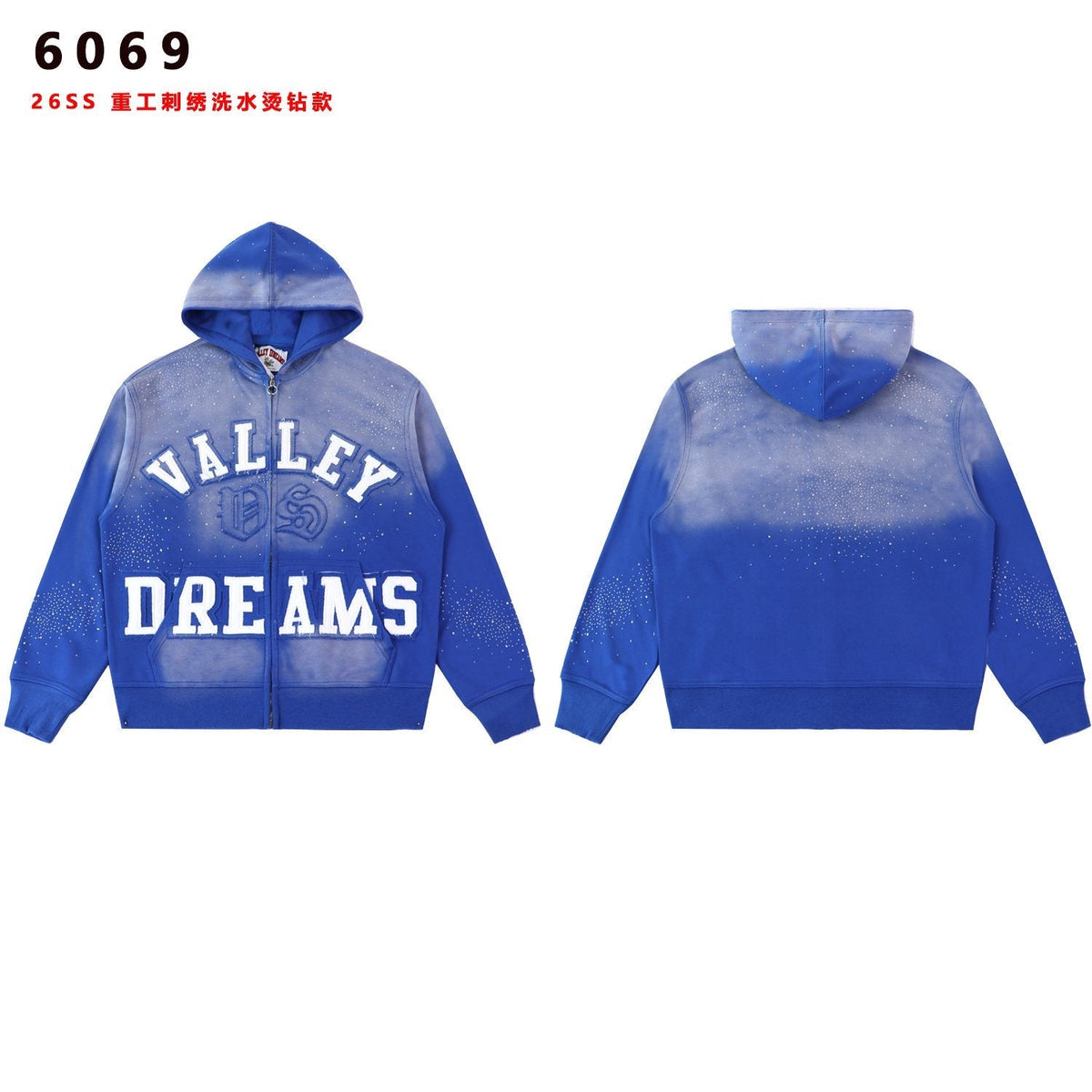 Valley Dreams Washed Rhinestone Zip Hoodie