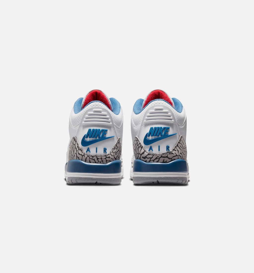 Air Jordan 3 Retro OG True Blue Grade School Lifestyle Shoes - White/Fire Red/True Blue