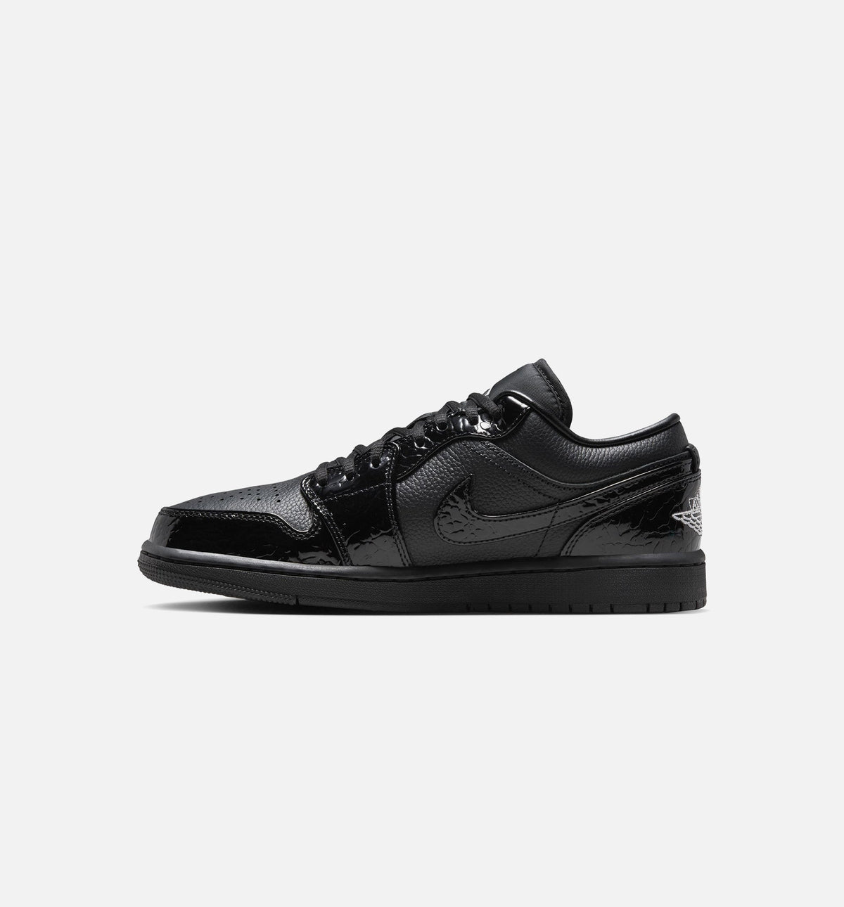 Air Jordan 1 Low Patent Elephant Women's – Black/White/Metallic Silver