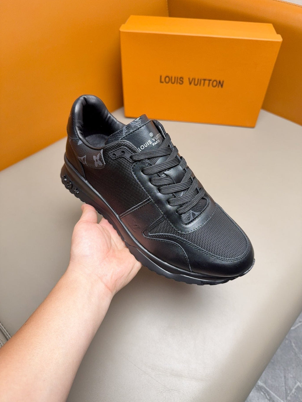 Louis Vuitton Black Leather & Mesh Sneakers
