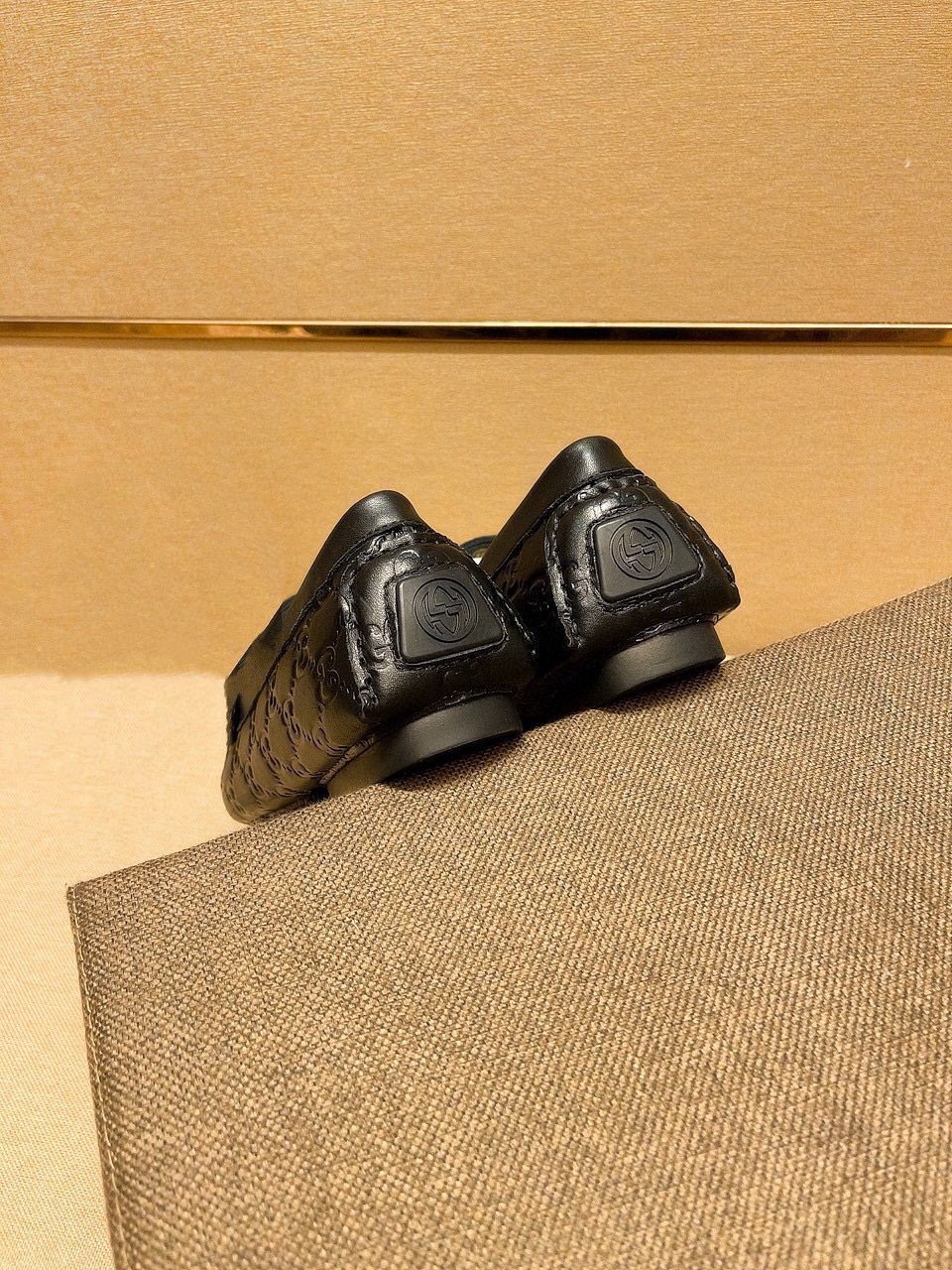 Gucci Embossed Loafers with Green and Red Band
