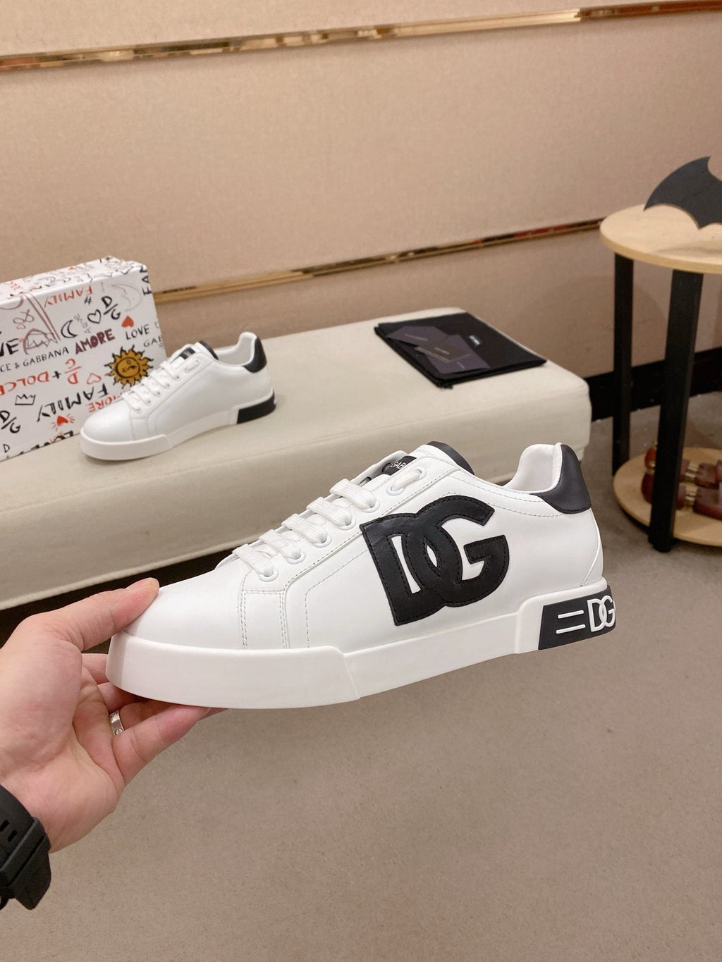 Dolce & Gabbana Men's White Black Accent Sneakers