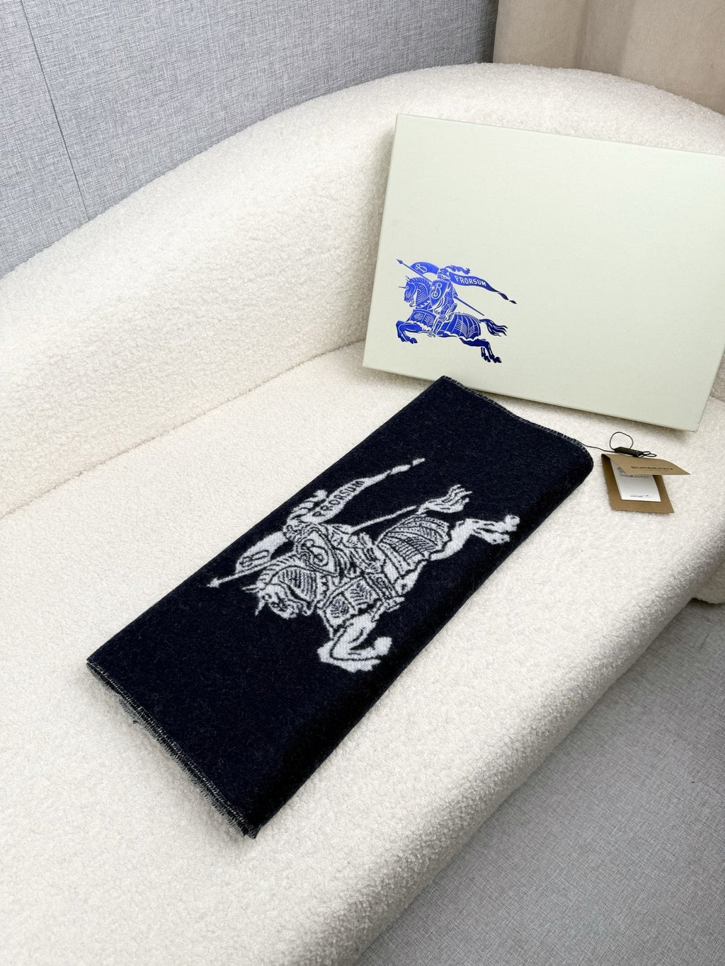 Burberry Reversible Fringed Equestrian Scarf