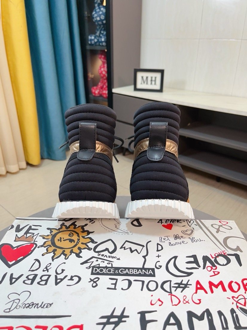 Dolce & Gabbana Metallic Gold High-Top Sneakers